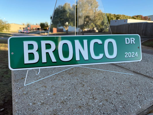 Custom Ford Bronco Trucks Street Sign - Choose Your Year & Postal Abbreviation - 18x4 Inches - Perfect for Chevy Man Cave Garage