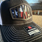 Texan Texas Flag Leather sewn patch trucker hat Richardson 112 Black and white