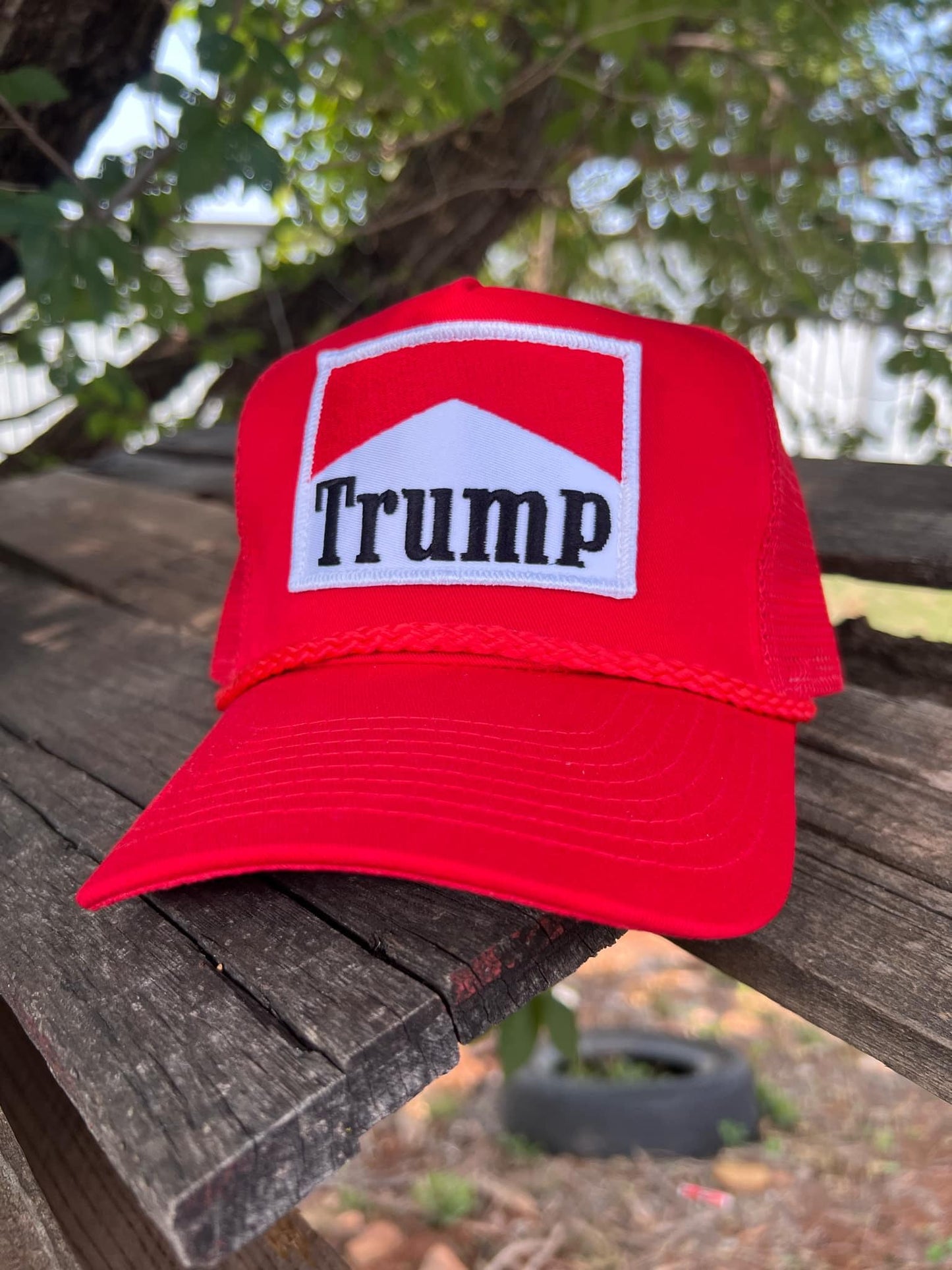 Trump for President 2024 vintage rope style trucker hat with marlboro inspired embroidery patch