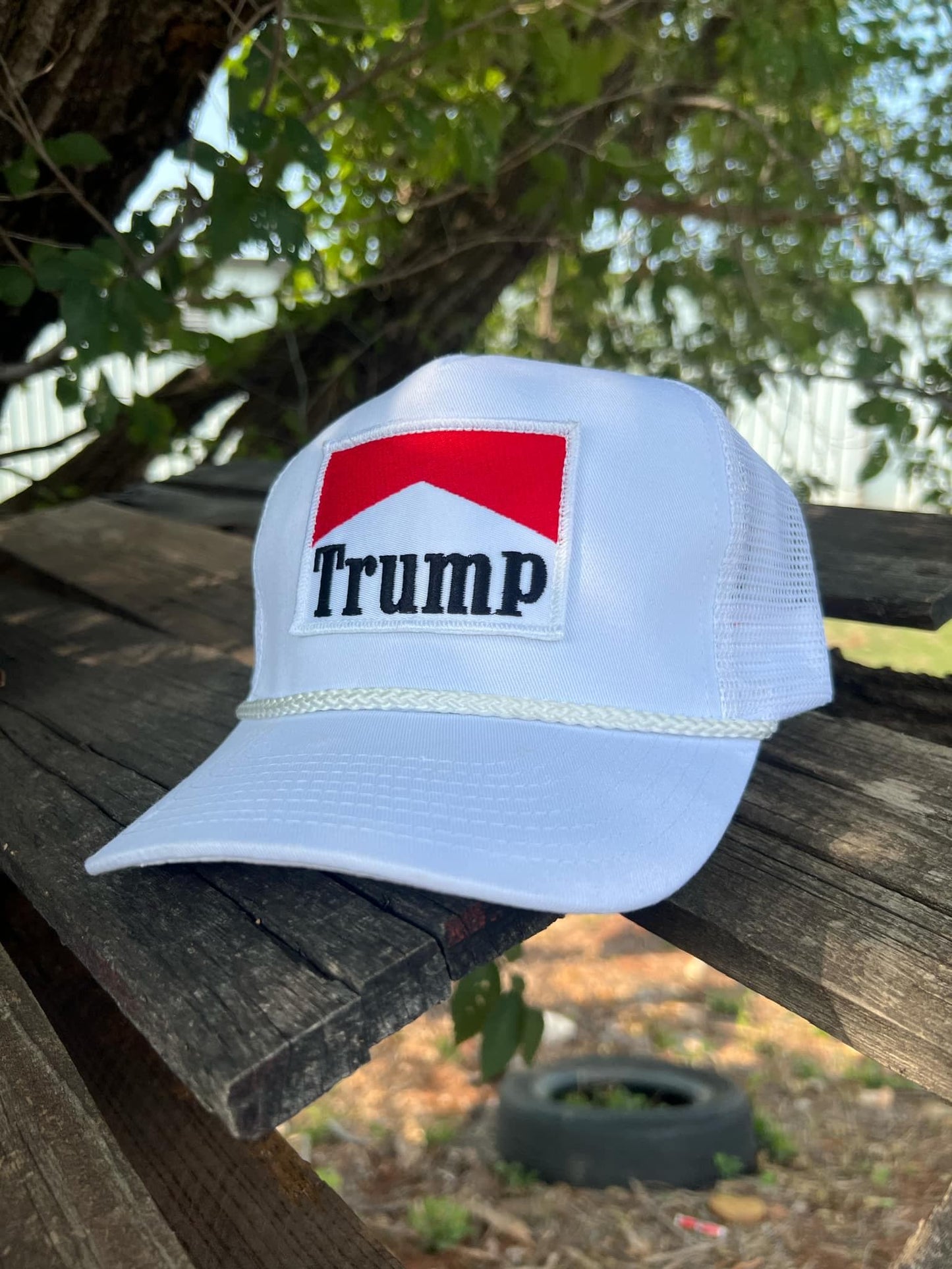 Trump for President 2024 vintage rope style trucker hat with marlboro inspired embroidery patch