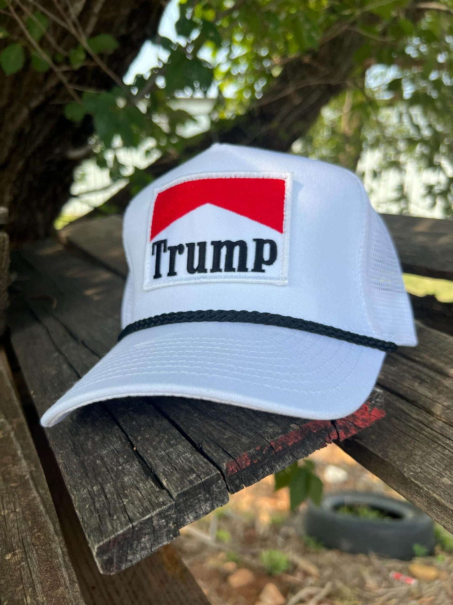 Trump for President 2024 vintage rope style trucker hat with marlboro inspired embroidery patch