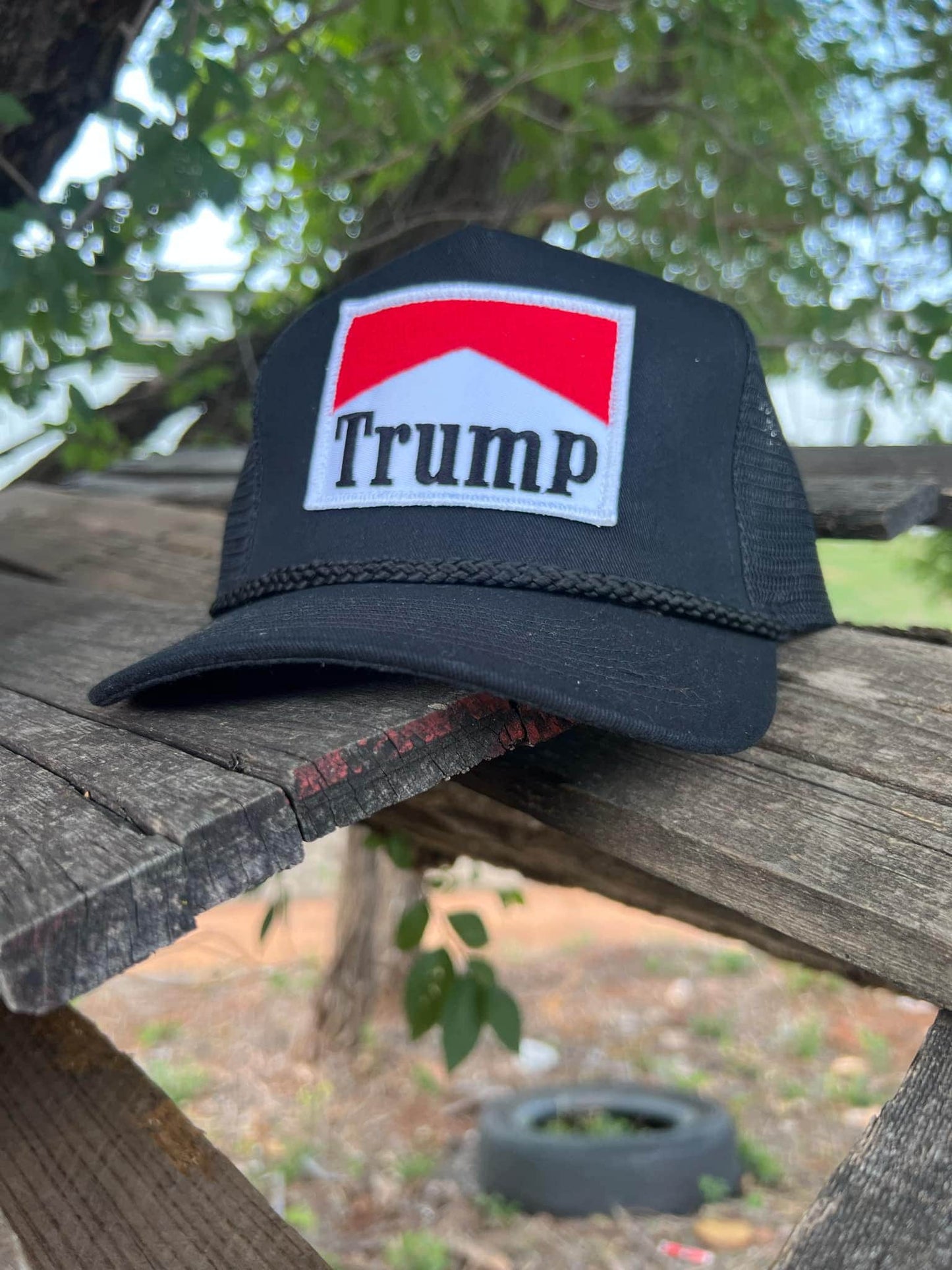 Trump for President 2024 vintage rope style trucker hat with marlboro inspired embroidery patch