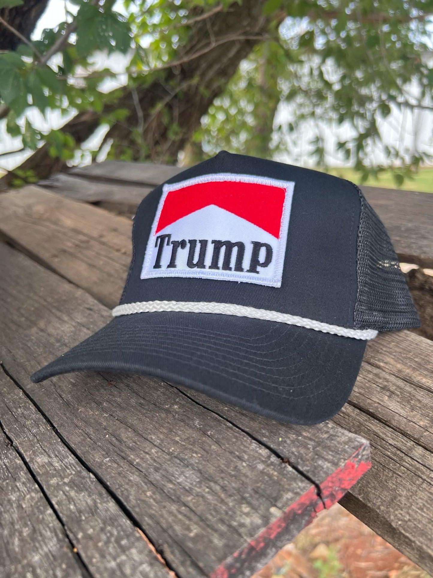 Trump for President 2024 vintage rope style trucker hat with marlboro inspired embroidery patch