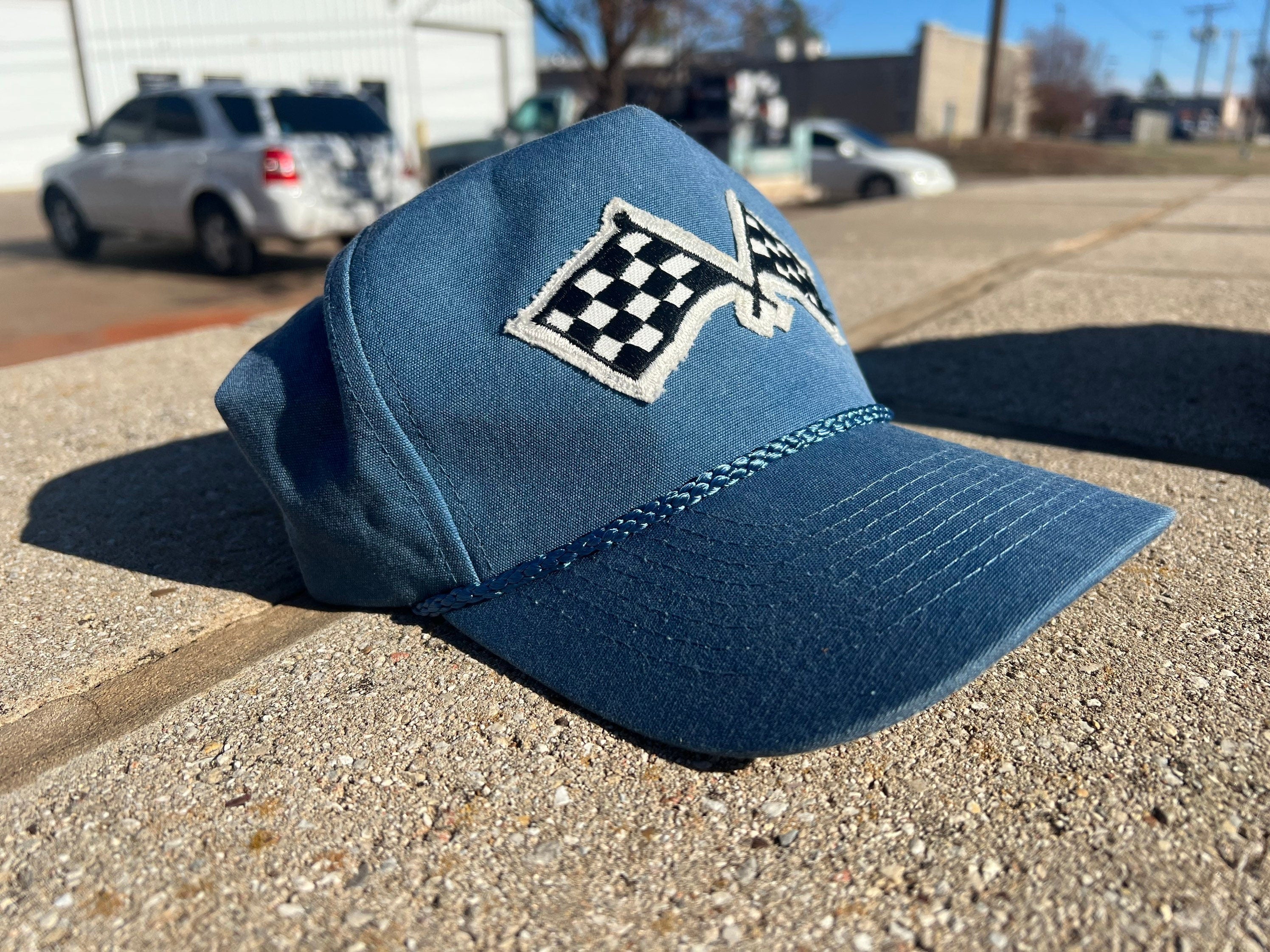 Vintage Patch Racing Checkered Flag Rope Trucker Snapback Hat 7 Color  Variations - Perfect for Racing Enthusiasts and Car Fans Unique Design